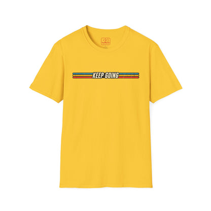 Keep Going Retro Stripe T-Shirt — Motivational Vintage Graphic Tee