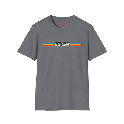 Keep Going Retro Stripe T-Shirt — Motivational Vintage Graphic Tee