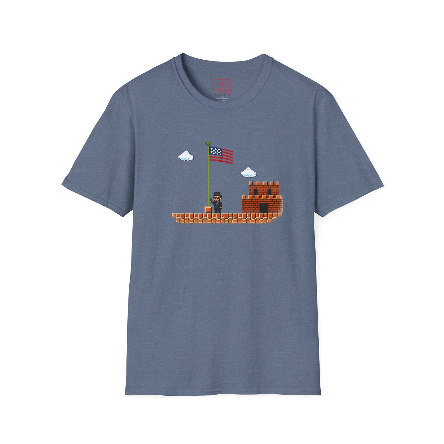 Honest Abe Level Up T‑Shirt — Retro 8‑Bit American Flag Tee