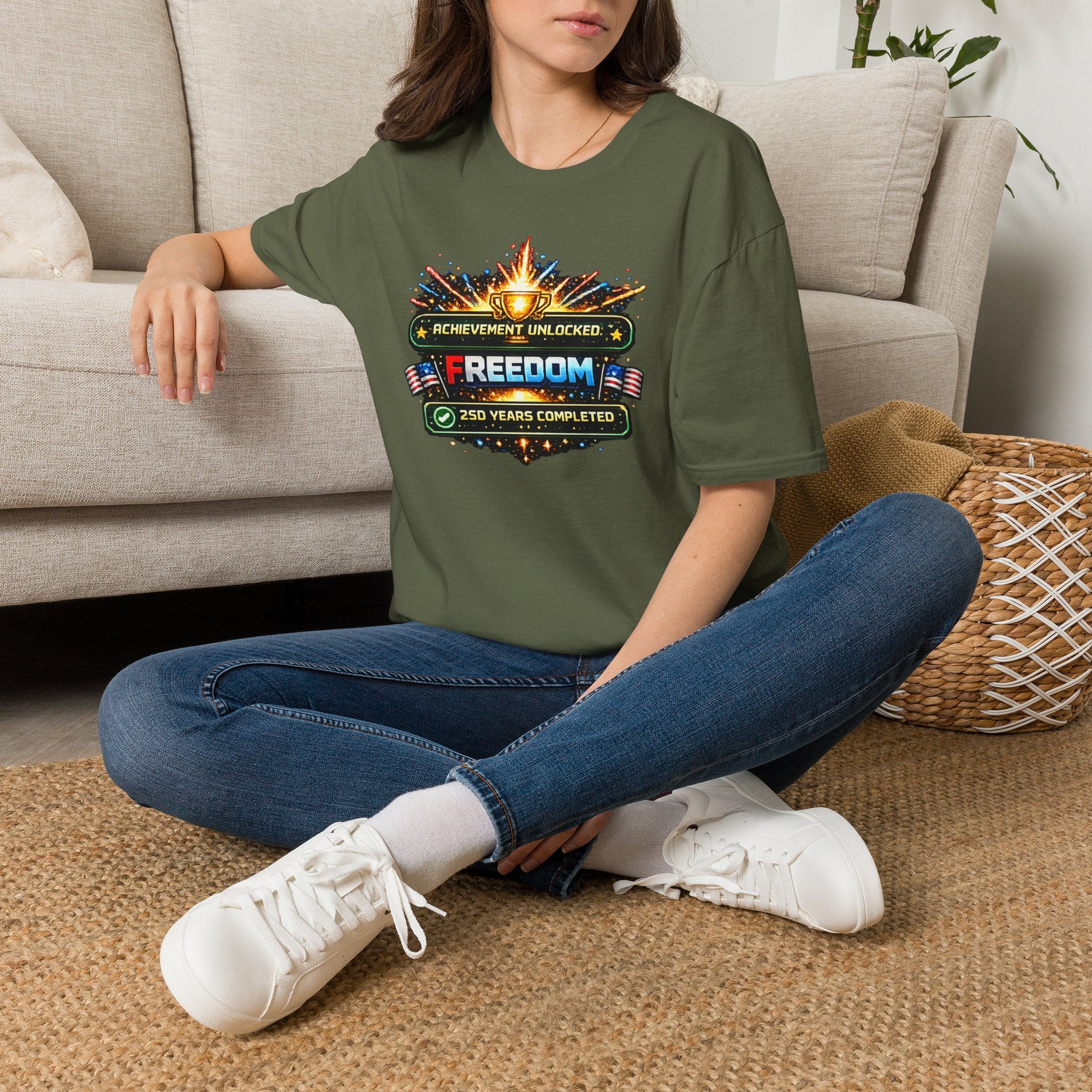 Freedom Achievement T‑Shirt — "Achievement Unlocked: Freedom — 250 Years Completed" Patriotic Tee