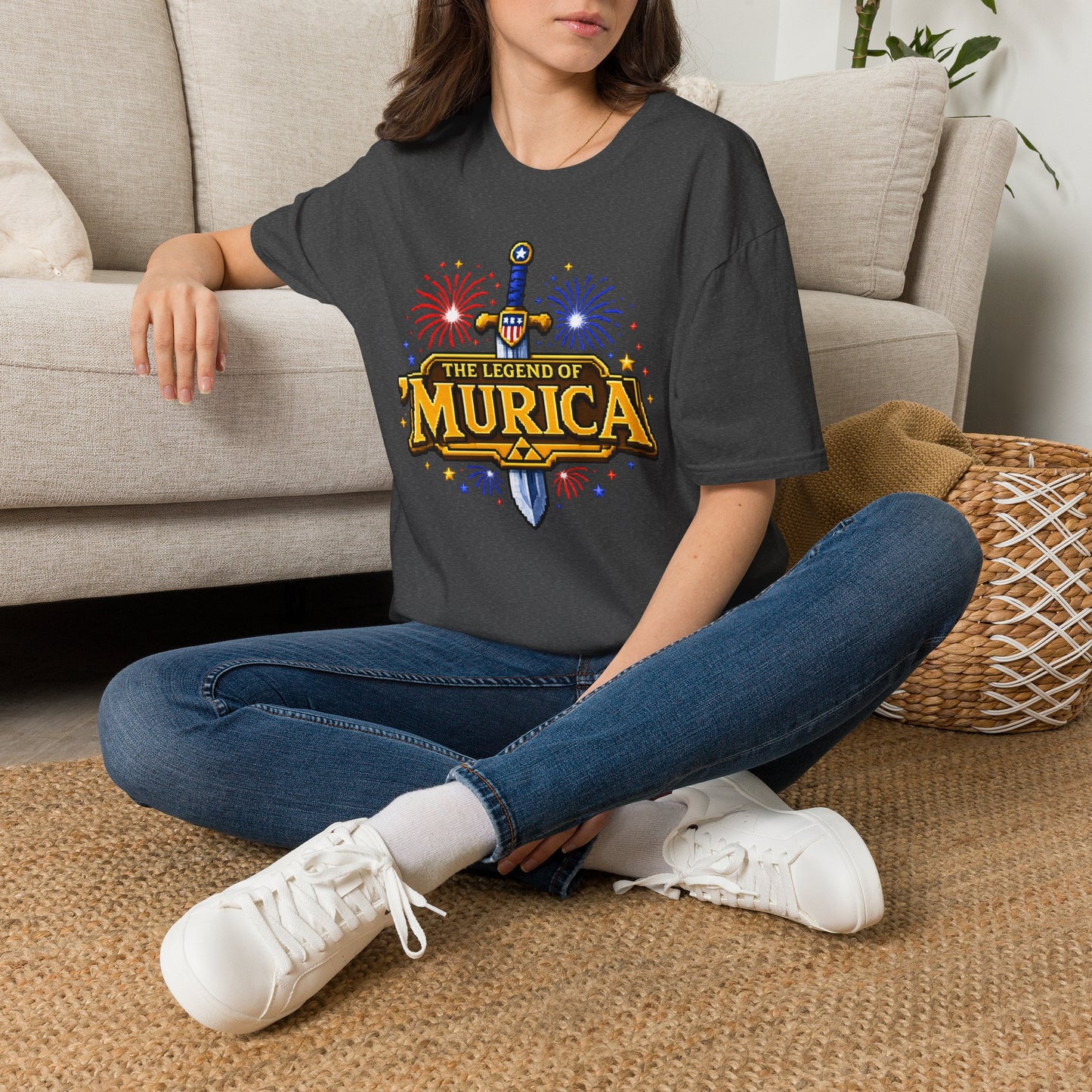 The Legend of 'Murica T‑Shirt — Patriotic Sword & Fireworks Tee