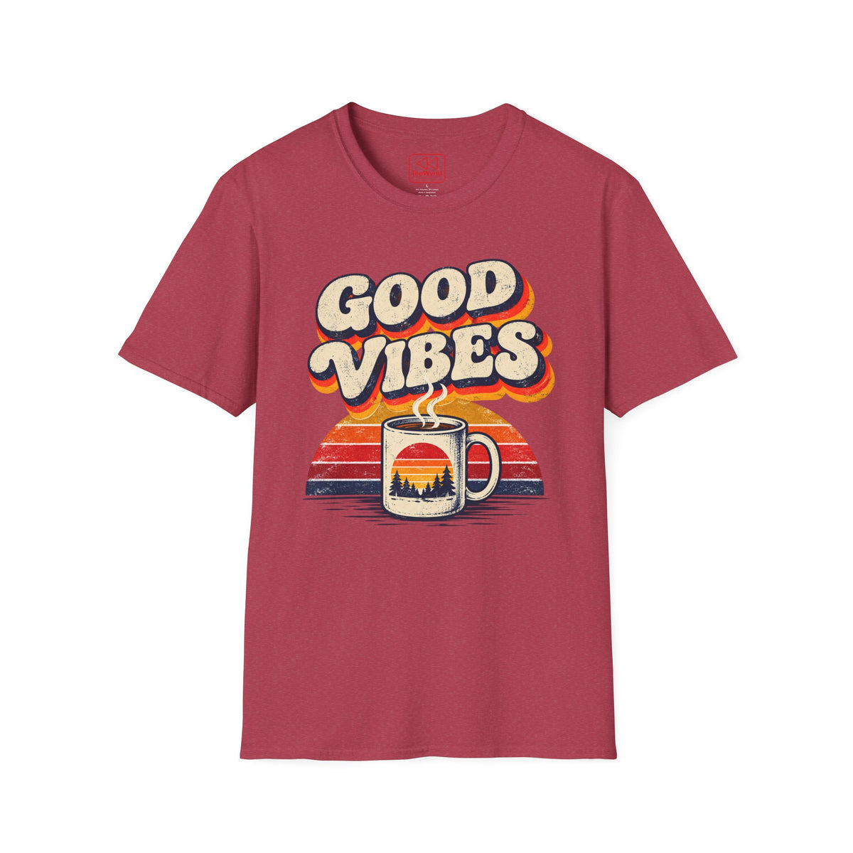 Good Vibes Coffee Tee — Retro Sunrise Graphic T-Shirt