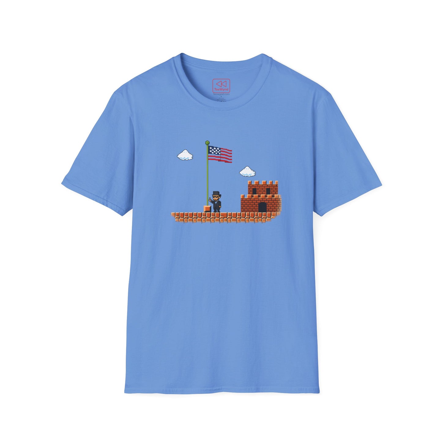 Honest Abe Level Up T‑Shirt — Retro 8‑Bit American Flag Tee