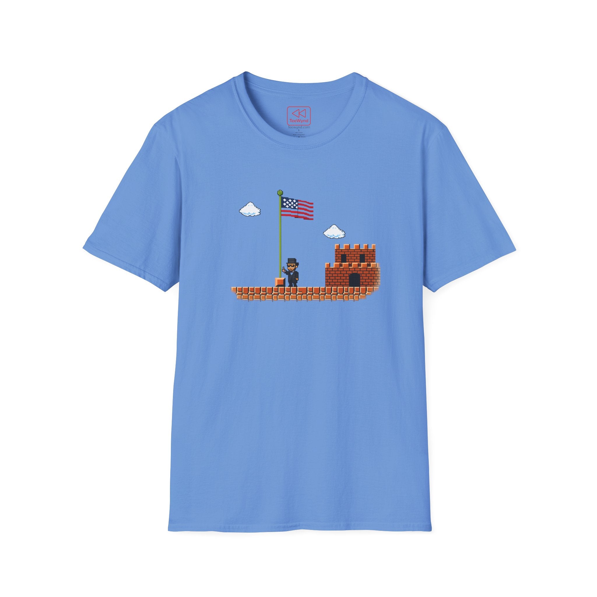 Honest Abe Level Up T‑Shirt — Retro 8‑Bit American Flag Tee