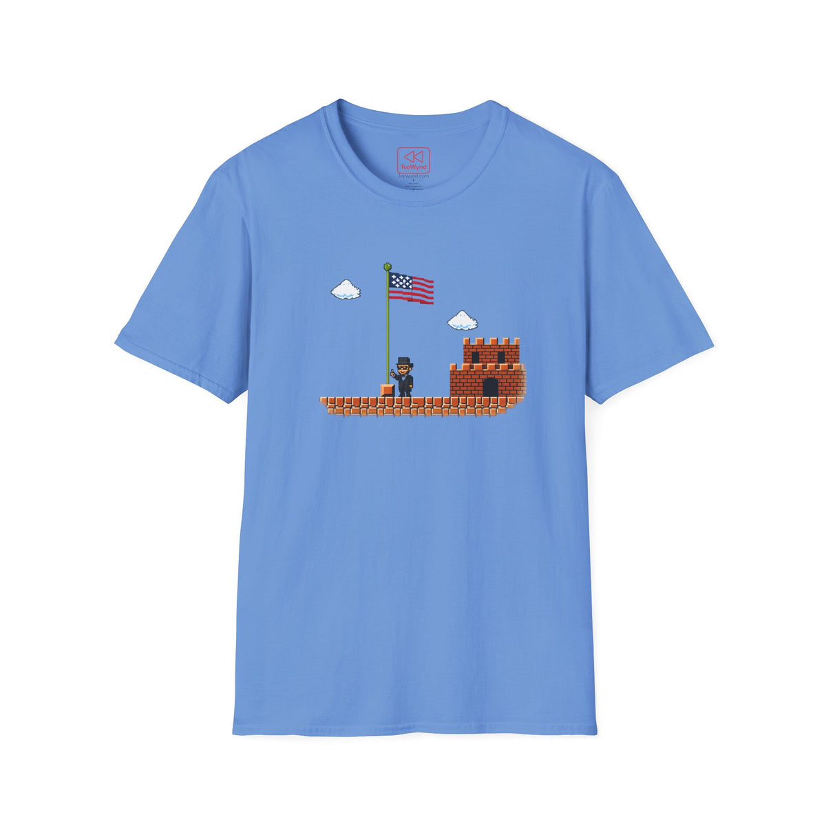 Honest Abe Level Up T‑Shirt — Retro 8‑Bit American Flag Tee