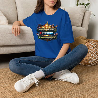 Freedom Achievement T‑Shirt — "Achievement Unlocked: Freedom — 250 Years Completed" Patriotic Tee