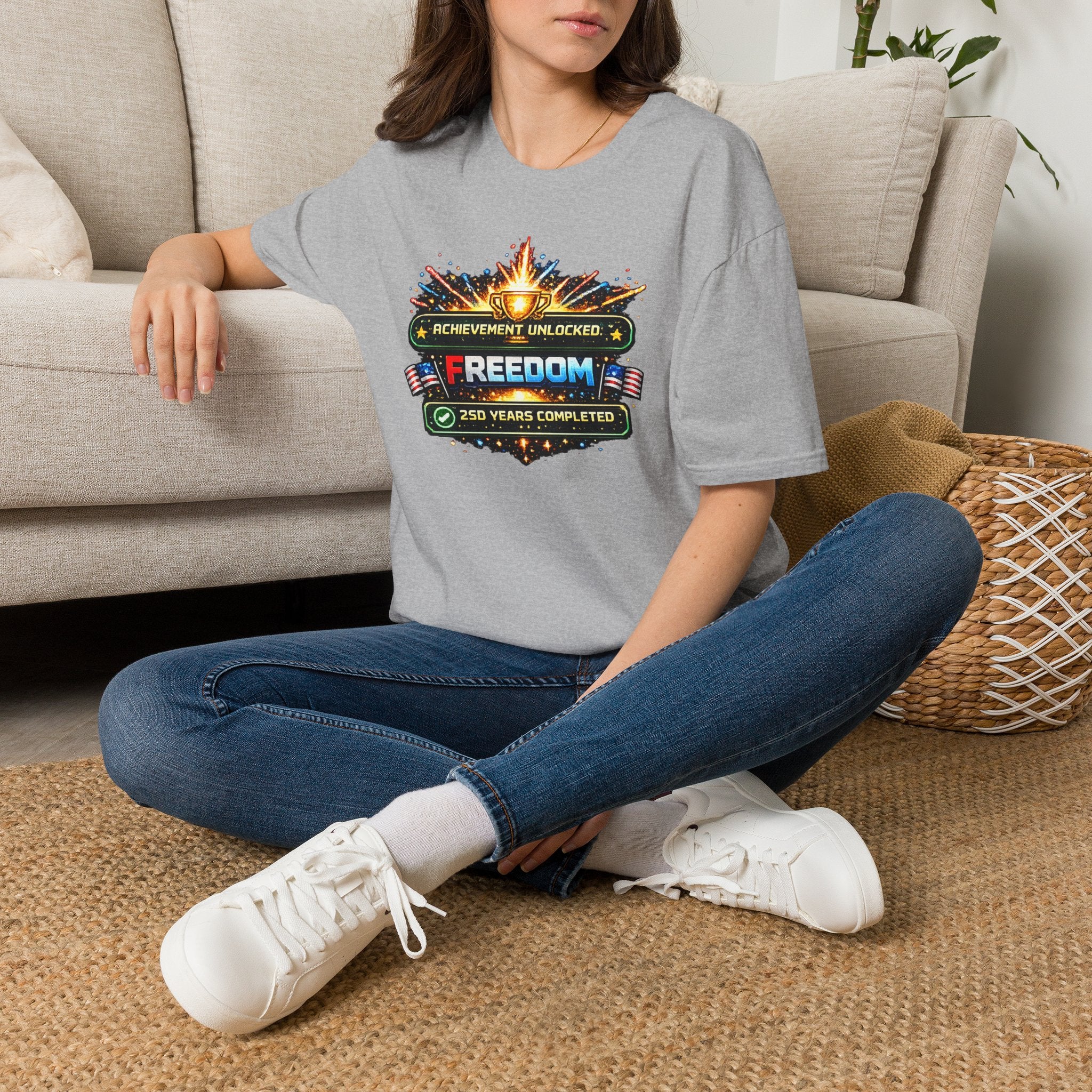 Freedom Achievement T‑Shirt — "Achievement Unlocked: Freedom — 250 Years Completed" Patriotic Tee