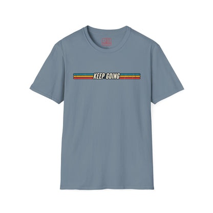 Keep Going Retro Stripe T-Shirt — Motivational Vintage Graphic Tee