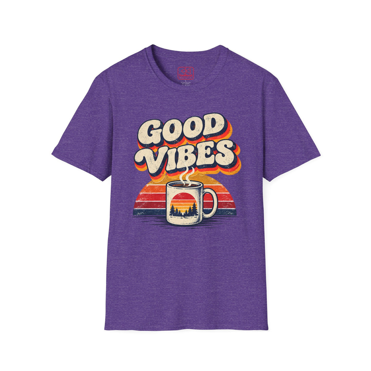 Good Vibes Coffee Tee — Retro Sunrise Graphic T-Shirt