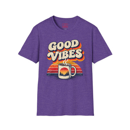 Good Vibes Coffee Tee — Retro Sunrise Graphic T-Shirt