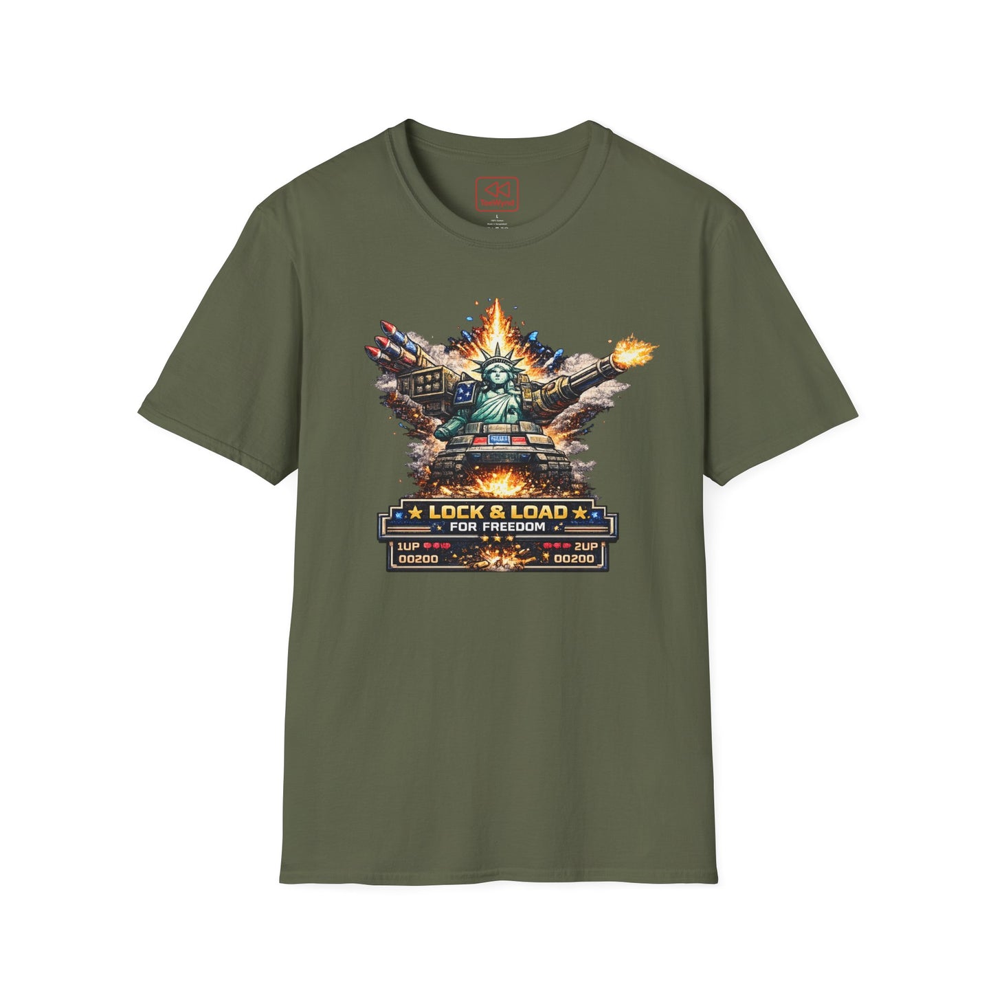 T-Shirt — "Lock & Load: Statue of Liberty Tank" Patriotic Battle Tee