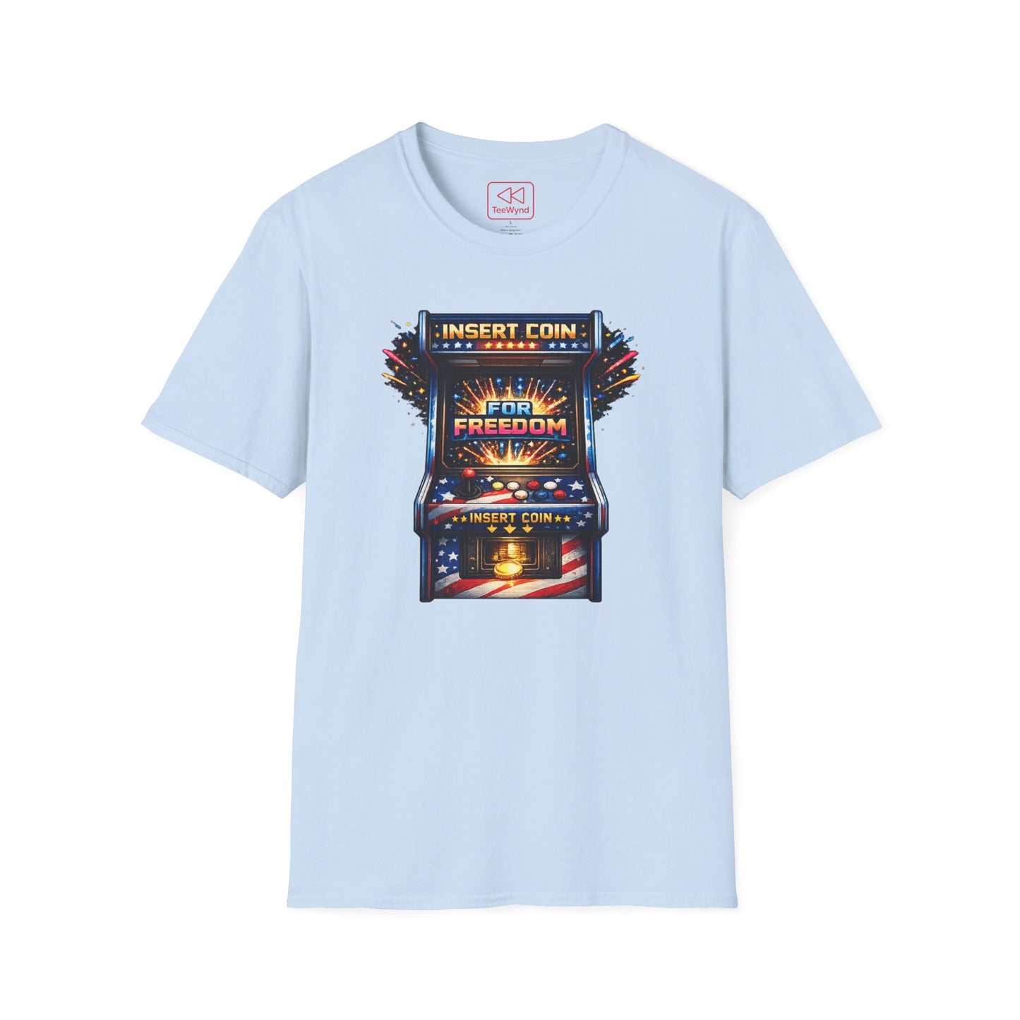 T-Shirt — "Insert Coin for Freedom" Retro Arcade Graphic Tee