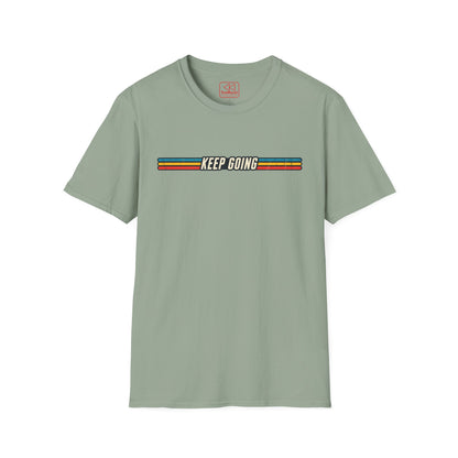 Keep Going Retro Stripe T-Shirt — Motivational Vintage Graphic Tee