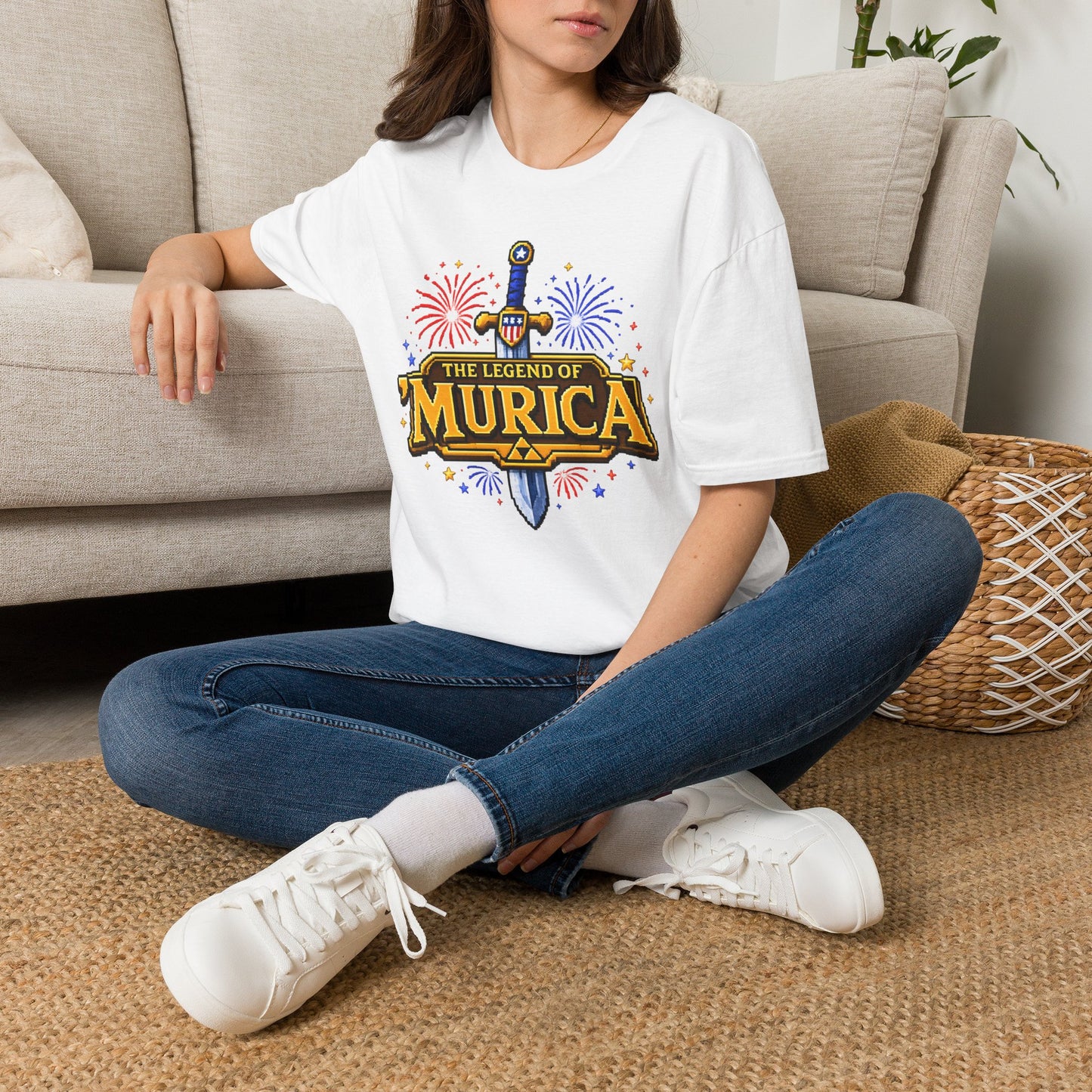 The Legend of 'Murica T‑Shirt — Patriotic Sword & Fireworks Tee
