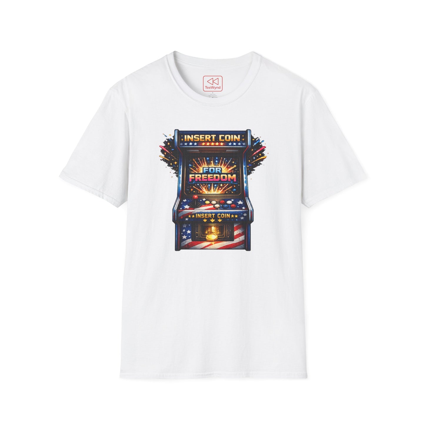 T-Shirt — "Insert Coin for Freedom" Retro Arcade Graphic Tee