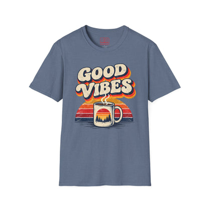 Good Vibes Coffee Tee — Retro Sunrise Graphic T-Shirt