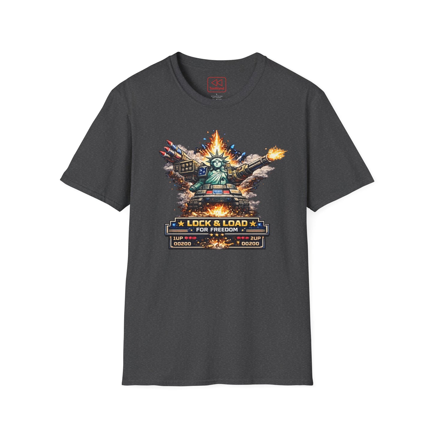 T-Shirt — "Lock & Load: Statue of Liberty Tank" Patriotic Battle Tee