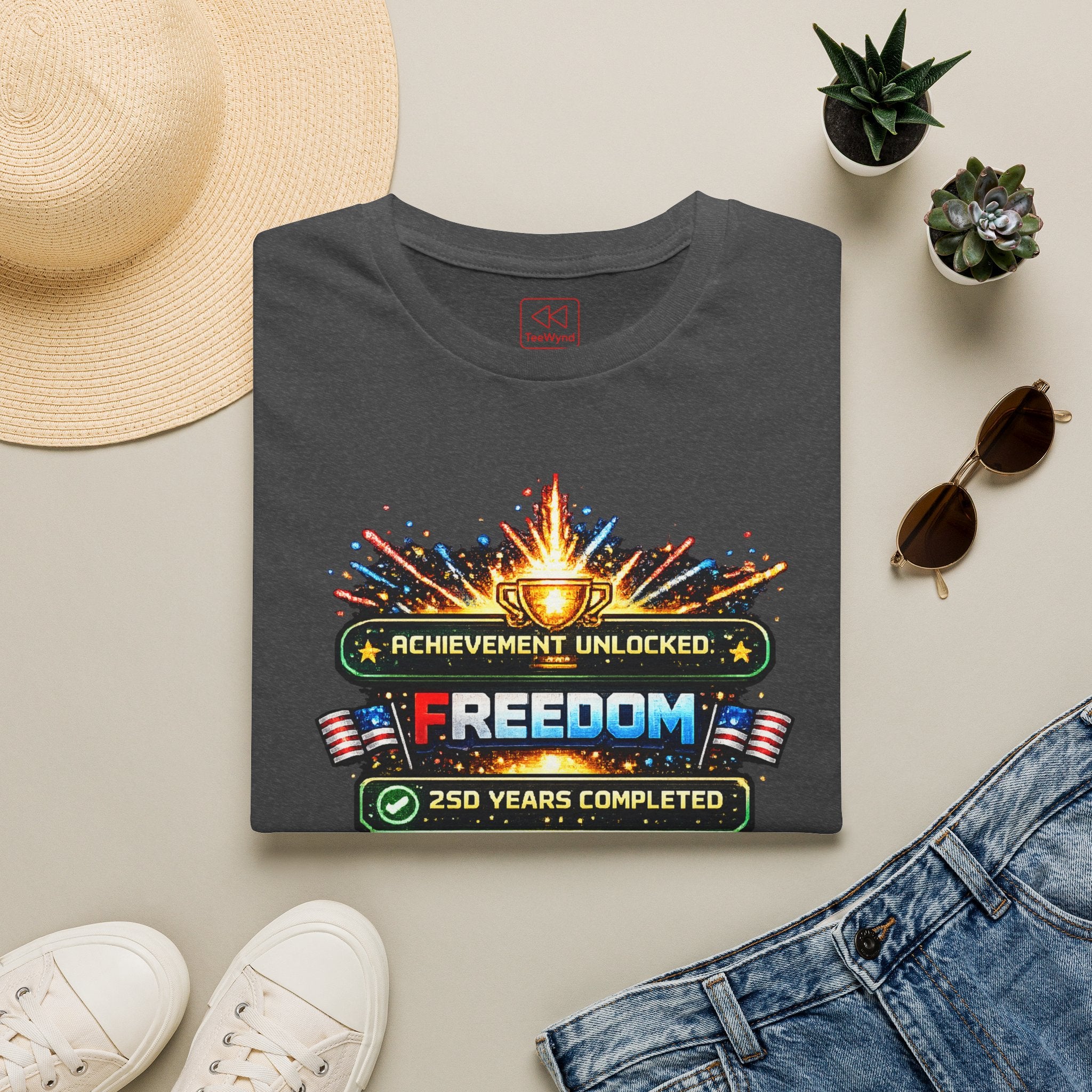 Freedom Achievement T‑Shirt — "Achievement Unlocked: Freedom — 250 Years Completed" Patriotic Tee