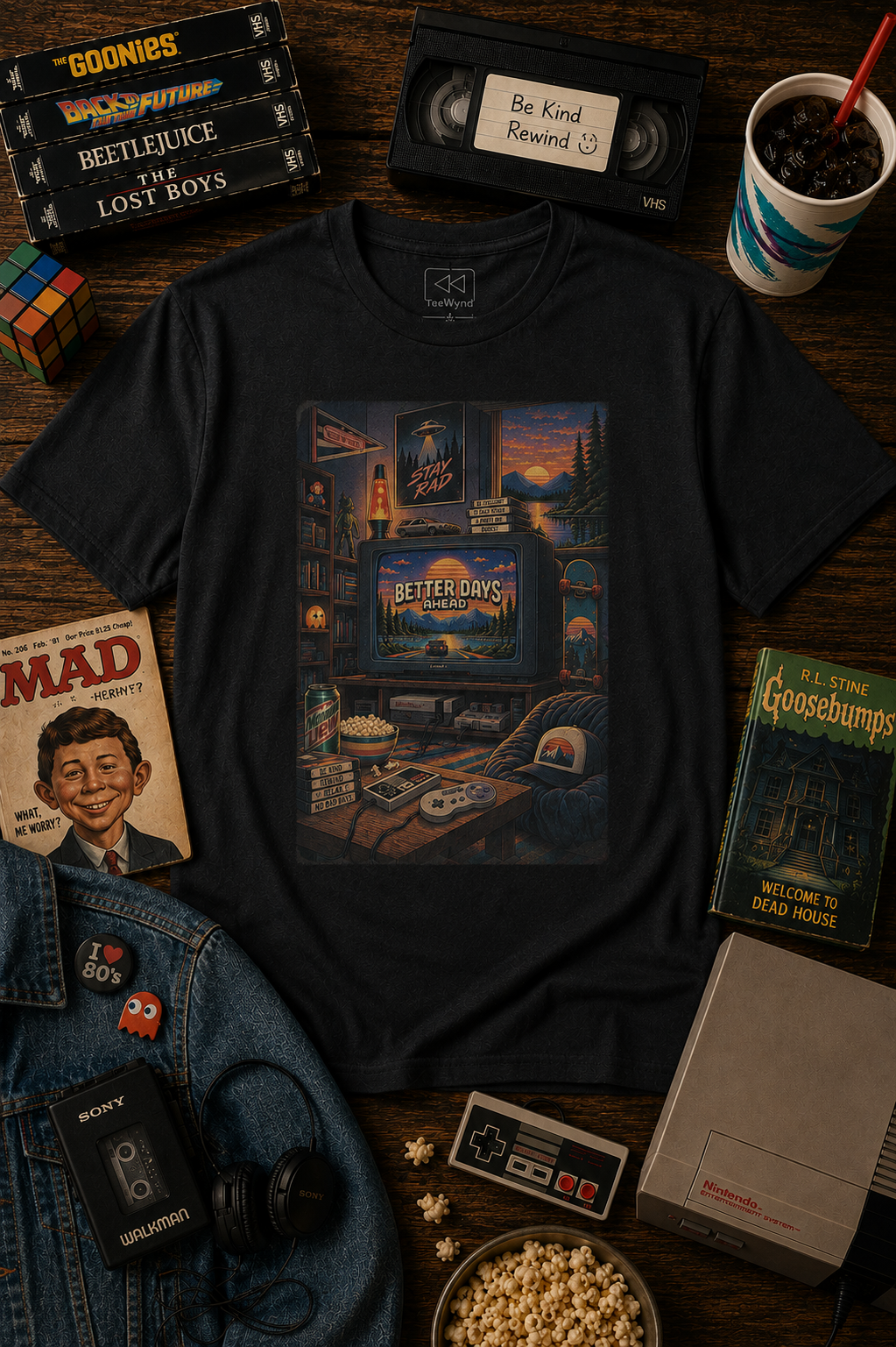 Better Days Ahead Graphic Tee — Retro Cozy Game Night Design