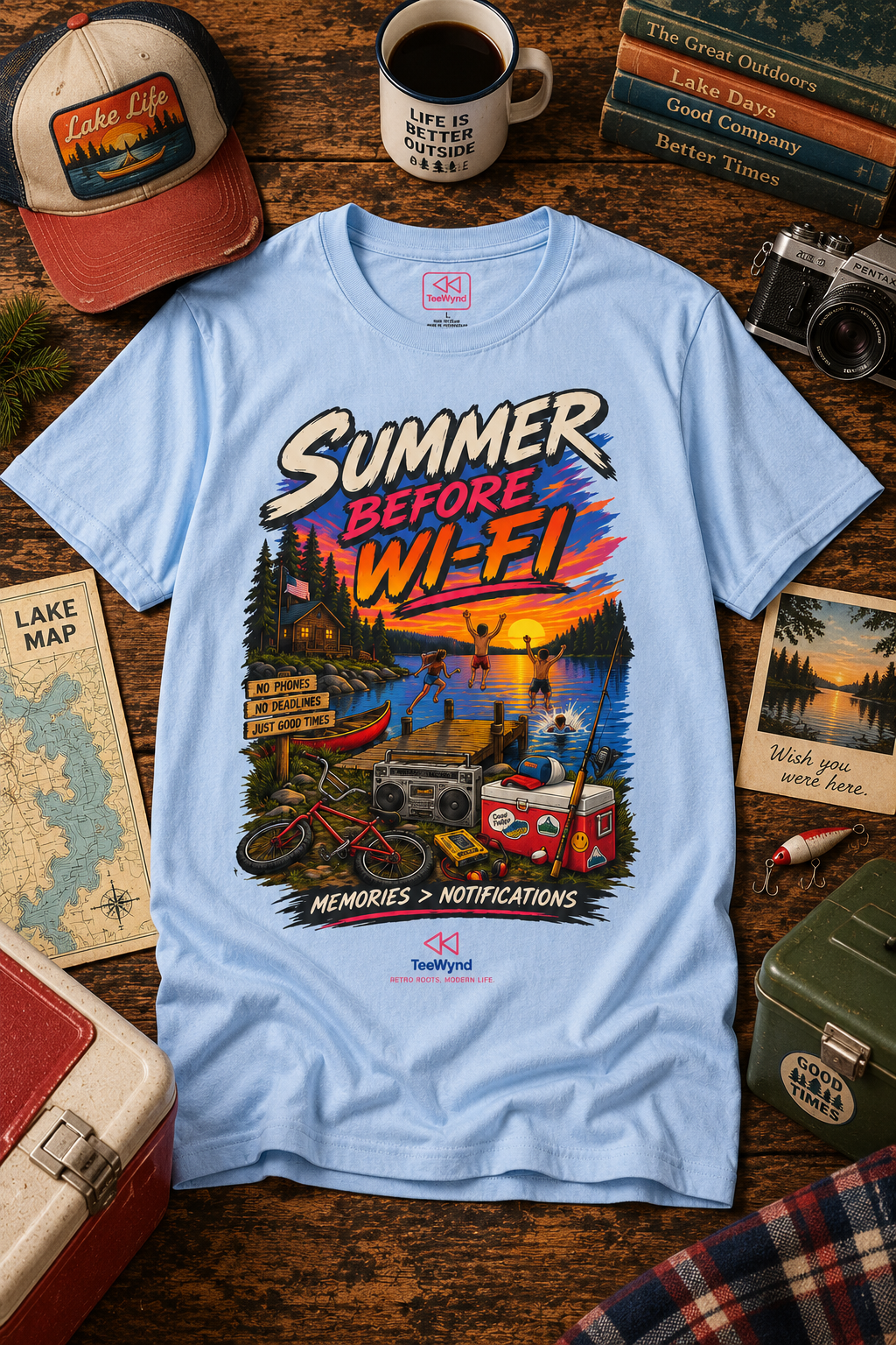T-Shirt — "Summer Before Wi‑Fi" Retro Sunset Beach Tee