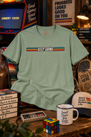 Keep Going Retro Stripe T-Shirt — Motivational Vintage Graphic Tee