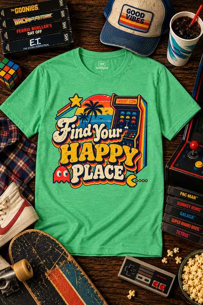 Retro Arcade “Find Your Happy Place” T-Shirt