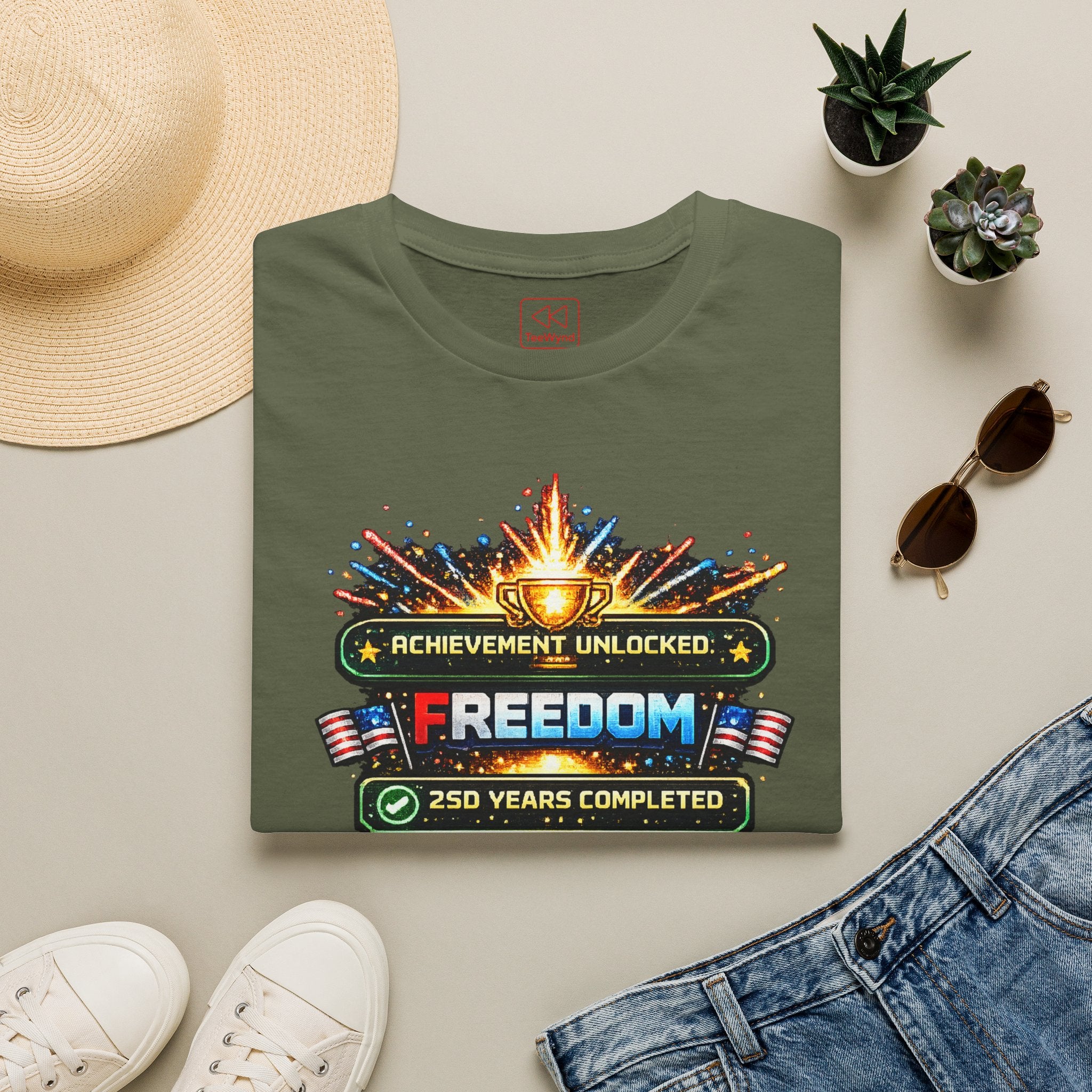 Freedom Achievement T‑Shirt — "Achievement Unlocked: Freedom — 250 Years Completed" Patriotic Tee