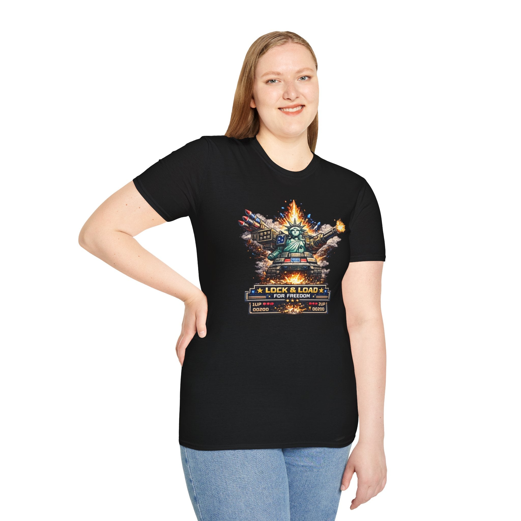 T-Shirt — "Lock & Load: Statue of Liberty Tank" Patriotic Battle Tee