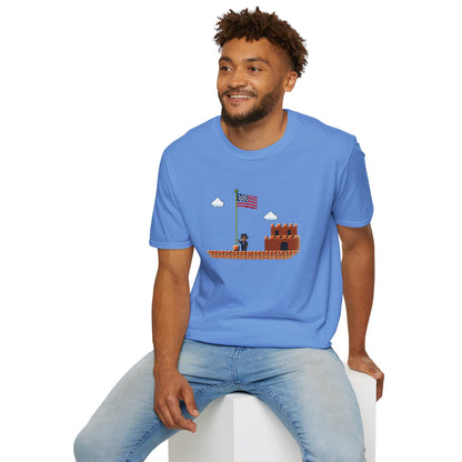 Honest Abe Level Up T‑Shirt — Retro 8‑Bit American Flag Tee