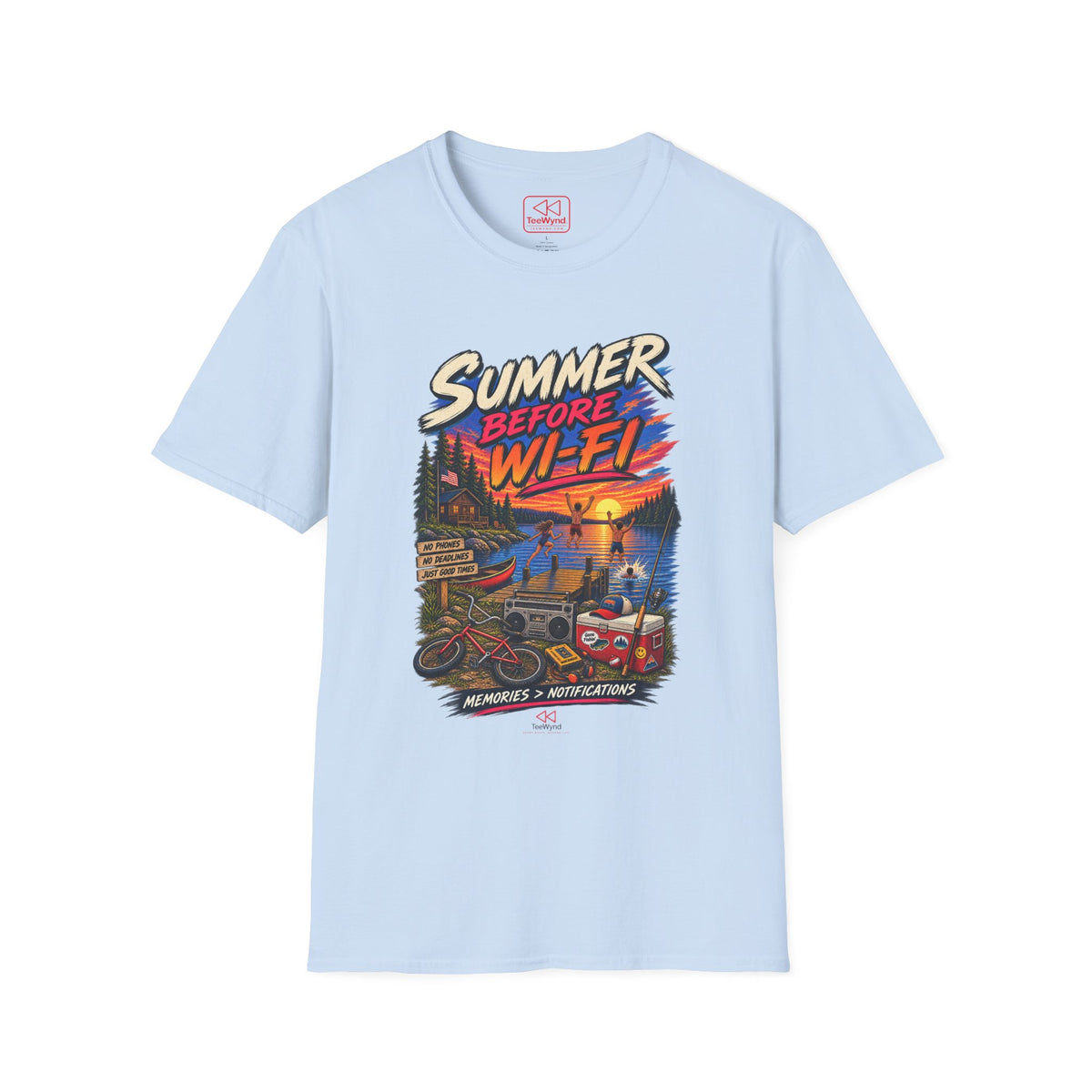 T-Shirt — "Summer Before Wi‑Fi" Retro Sunset Beach Tee