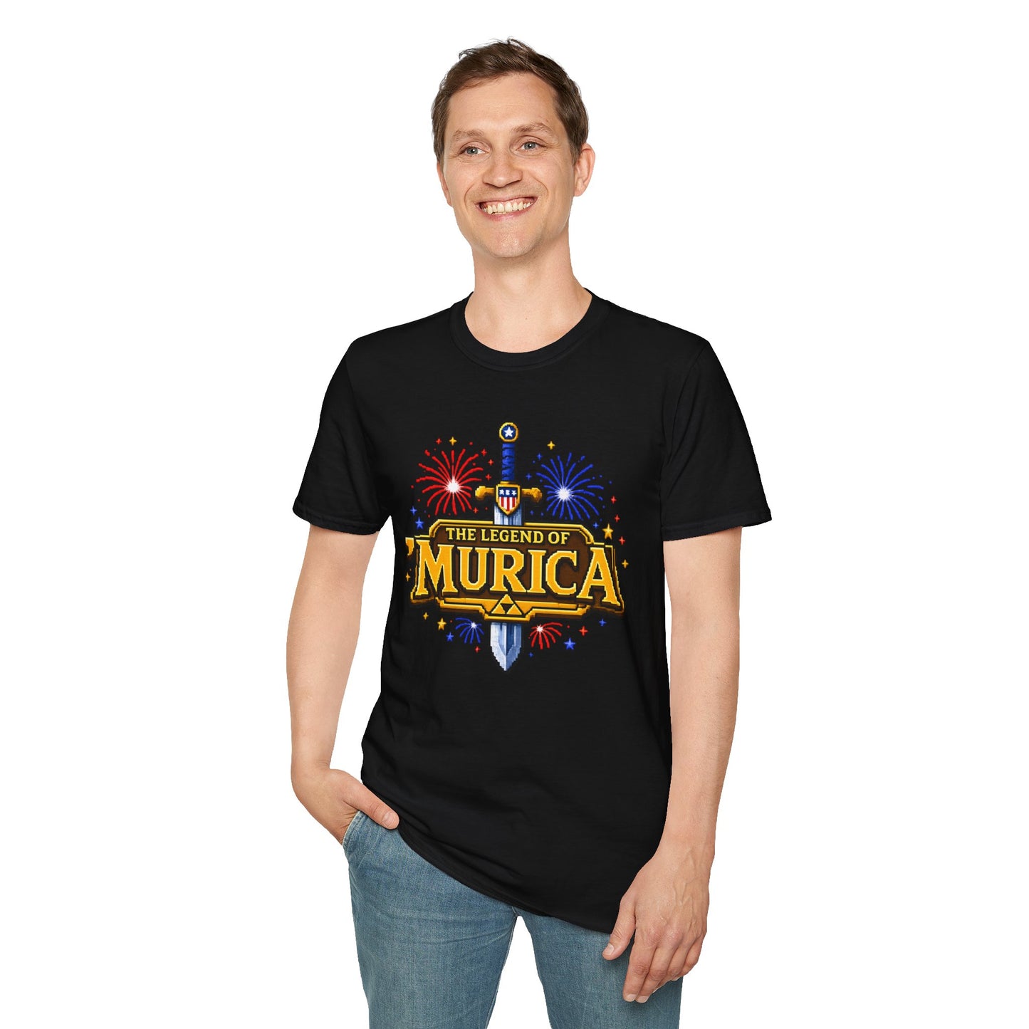 The Legend of 'Murica T‑Shirt — Patriotic Sword & Fireworks Tee