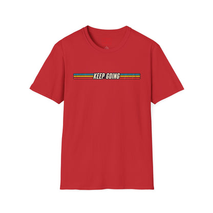 Keep Going Retro Stripe T-Shirt — Motivational Vintage Graphic Tee