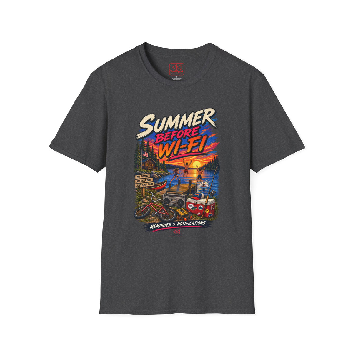 T-Shirt — "Summer Before Wi‑Fi" Retro Sunset Beach Tee