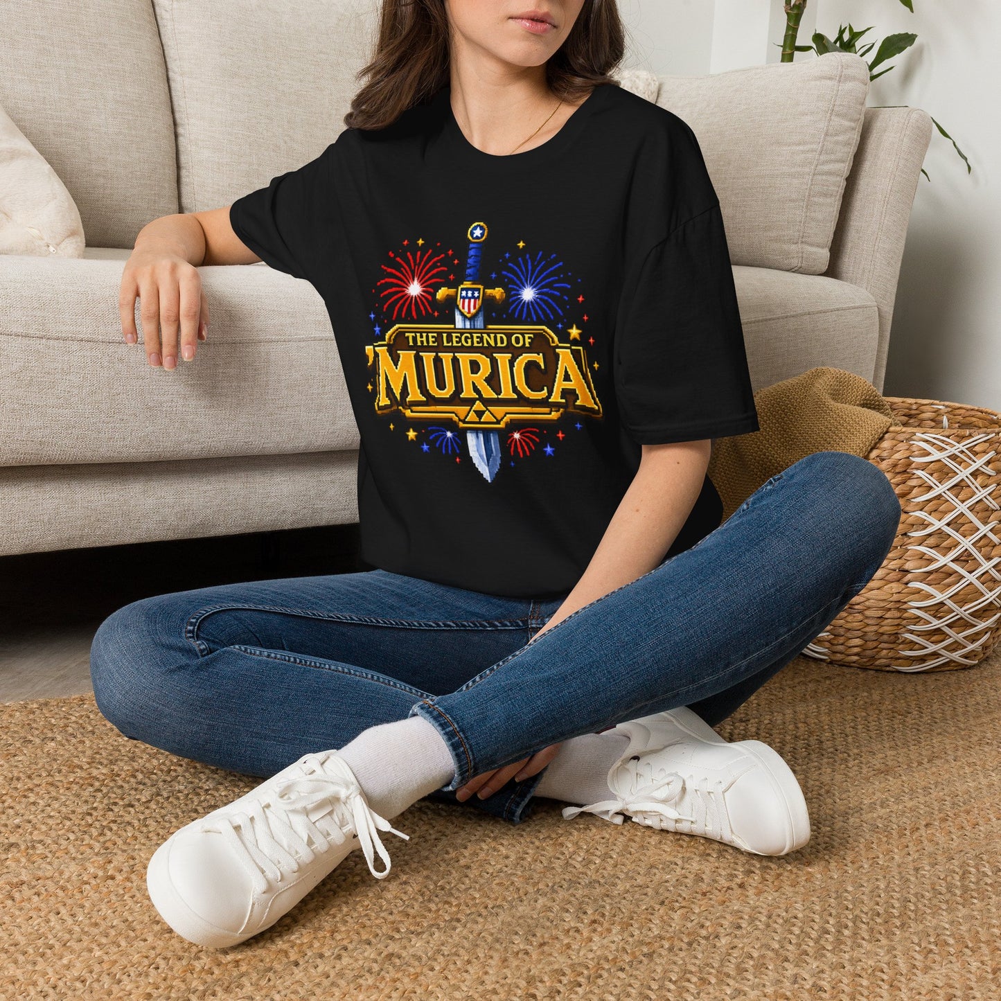 The Legend of 'Murica T‑Shirt — Patriotic Sword & Fireworks Tee
