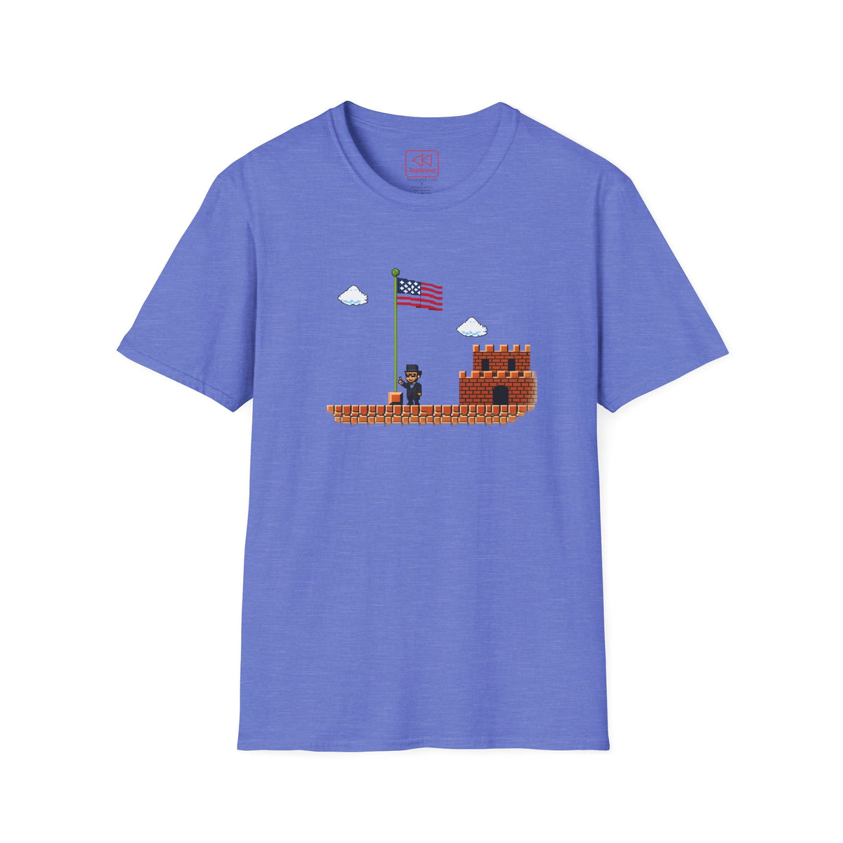 Honest Abe Level Up T‑Shirt — Retro 8‑Bit American Flag Tee
