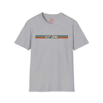 Keep Going Retro Stripe T-Shirt — Motivational Vintage Graphic Tee