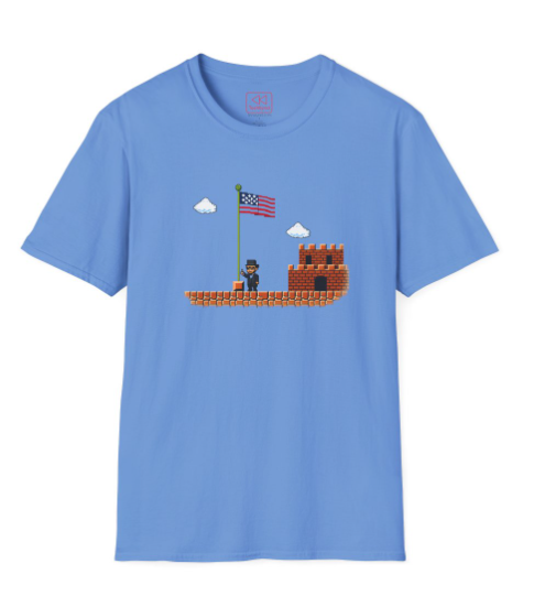 Honest Abe Level Up T‑Shirt — Retro 8‑Bit American Flag Tee