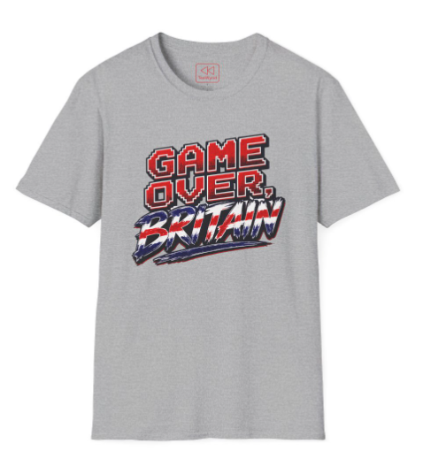 Game Over Britain T-Shirt — Retro Pixel Union Jack Graphic Tee